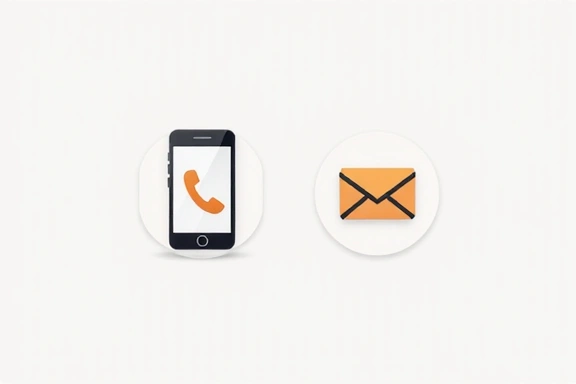 A phone and an email icon side by side, representing direct contact methods.