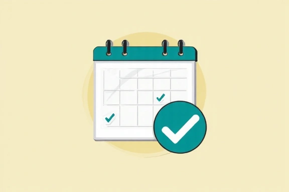 A calendar icon with a checkmark, symbolizing scheduled appointment and organization.
